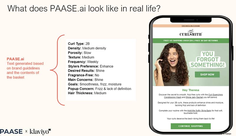 After PAASE.ai geneated email marketing content