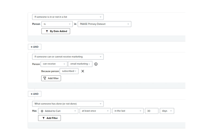 Klaviyo segmentation tool - PAASE email marketing agency - Klaviyo specialists Klaviyo segmentation tool